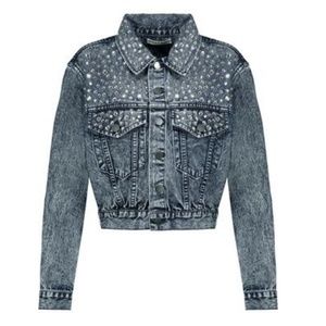BNWT Alice Olivia Chloe Cropped Denim Jacket,Sz XS